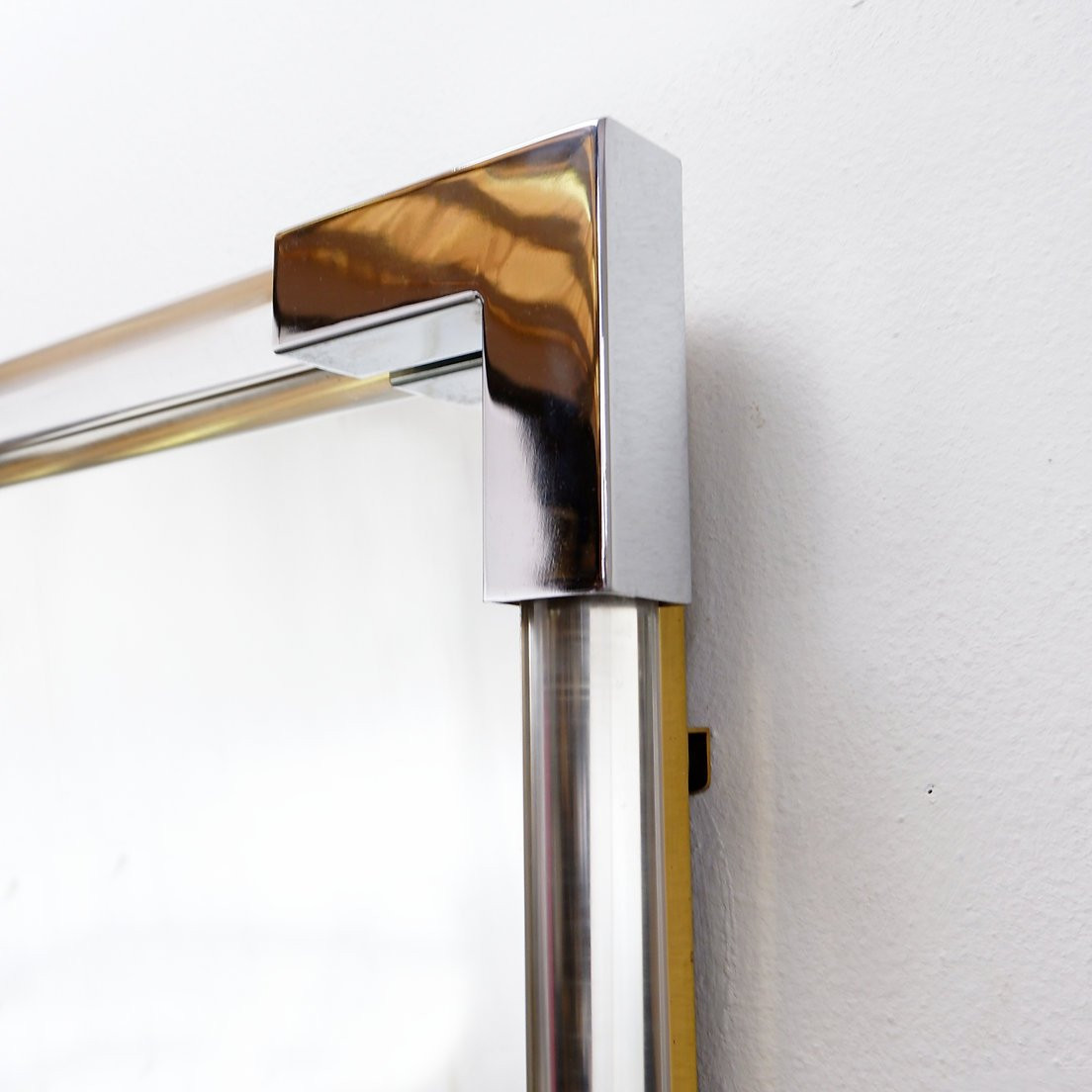 Lucite And Chrome Wall Mirror, 1970s-photo-2