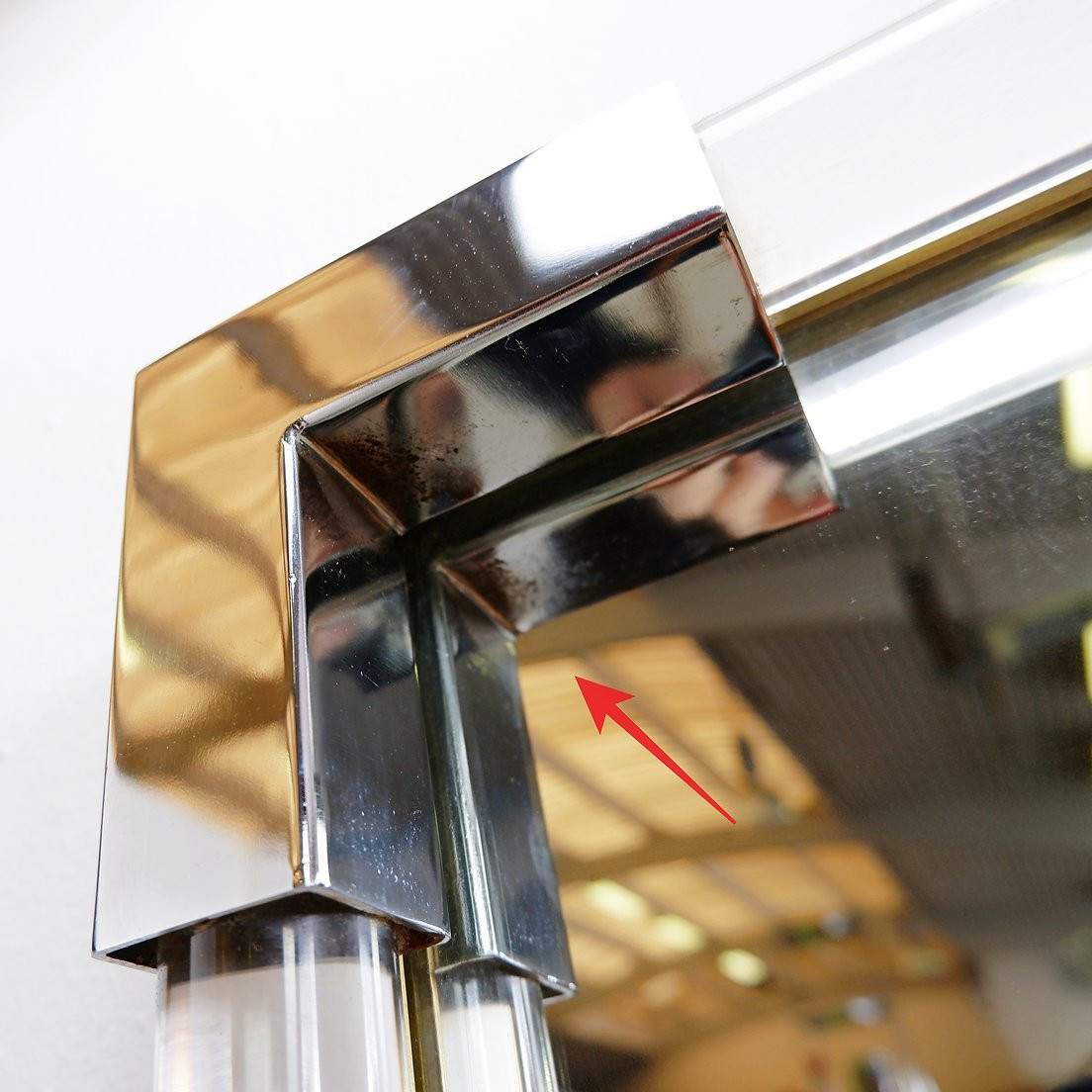 Lucite And Chrome Wall Mirror, 1970s-photo-1