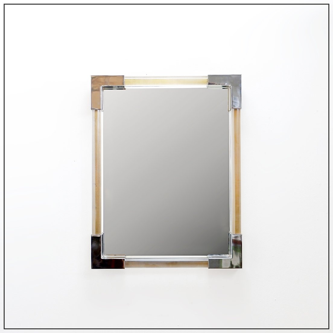 Lucite And Chrome Wall Mirror, 1970s-photo-4