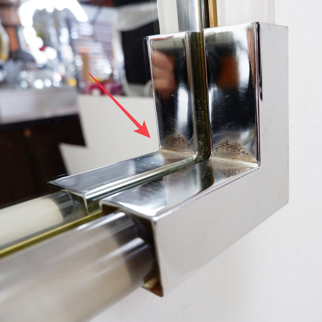 Lucite And Chrome Wall Mirror, 1970s-photo-8