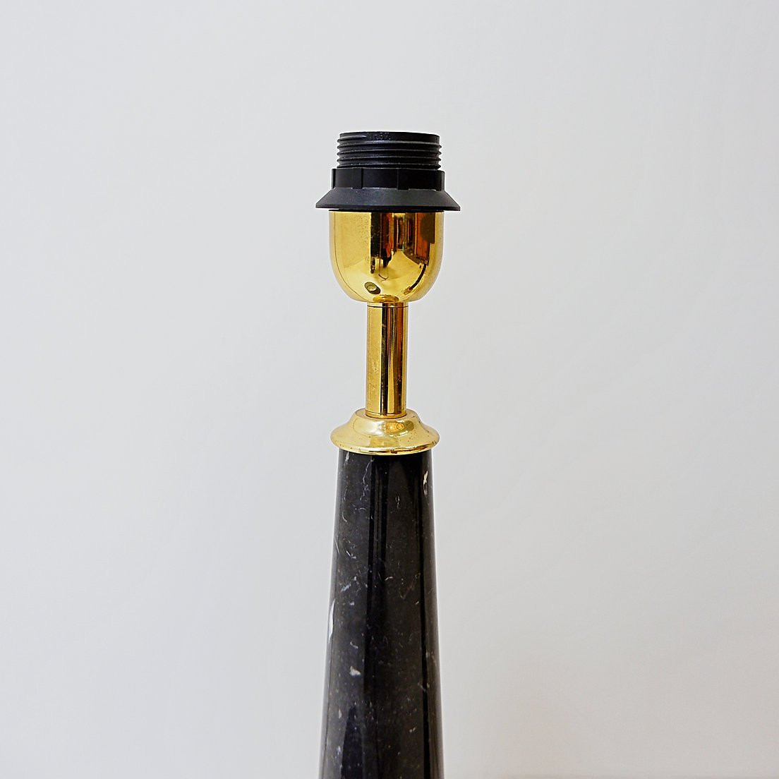 Pair Of Brass Table Lamps With Black Marble Column - Art Deco Style-photo-1