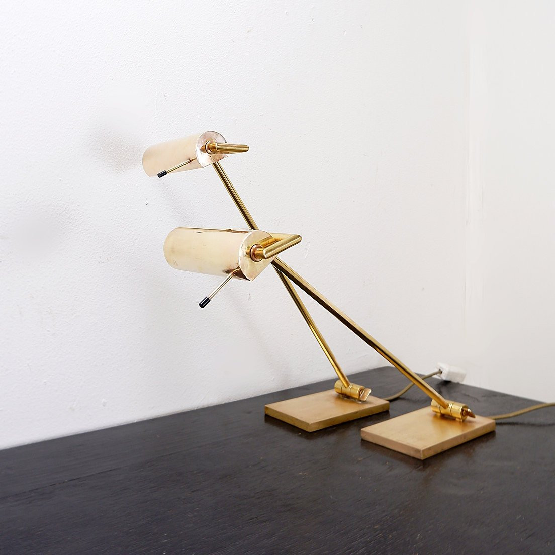 Pair Of Vintage Brass Articulated Desk Lamps - Stéphane Davidts, Belgium-photo-2