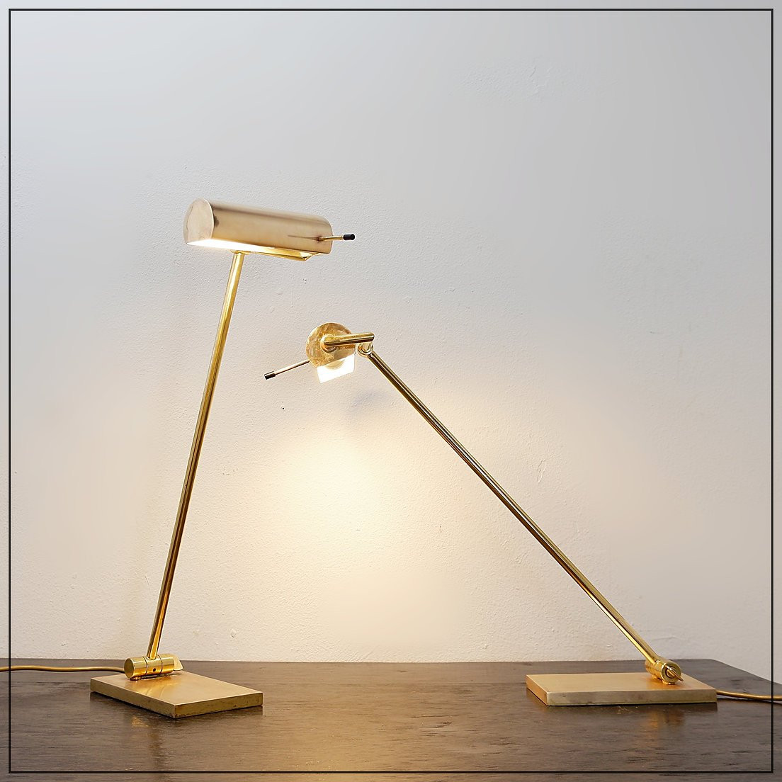 Pair Of Vintage Brass Articulated Desk Lamps - Stéphane Davidts, Belgium-photo-4