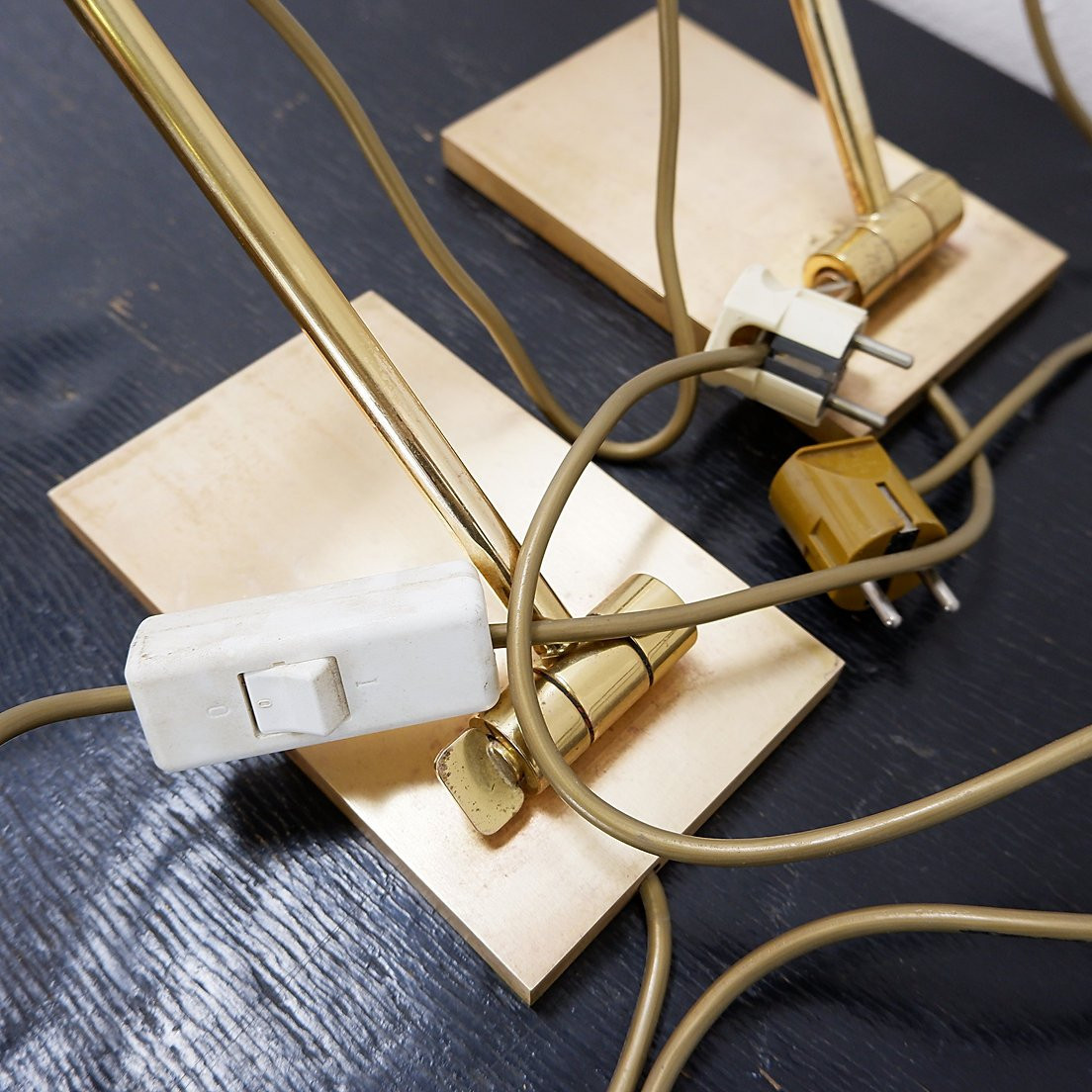 Pair Of Vintage Brass Articulated Desk Lamps - Stéphane Davidts, Belgium-photo-1