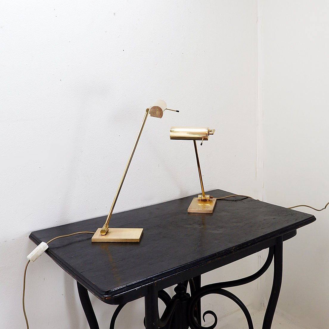 Pair Of Vintage Brass Articulated Desk Lamps - Stéphane Davidts, Belgium-photo-5