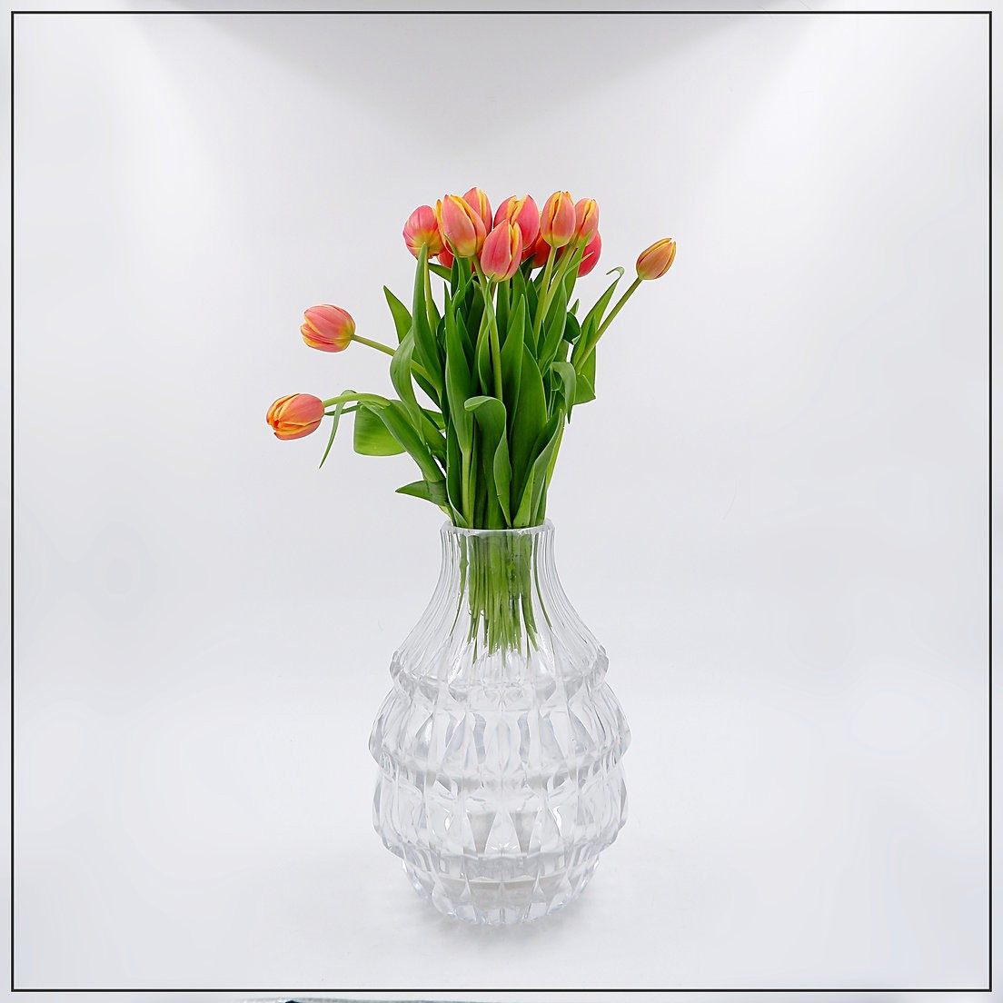 Vase en cristal clair Val Saint Lambert - Mod. "Artichaut" - Vers 1960