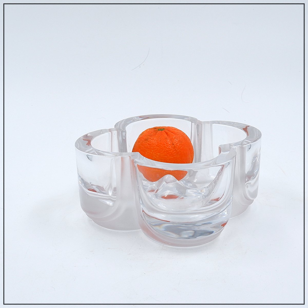 Daum Crystal France Pocket Organizer In Clear And Frosted Glass - Circa 1980-photo-2