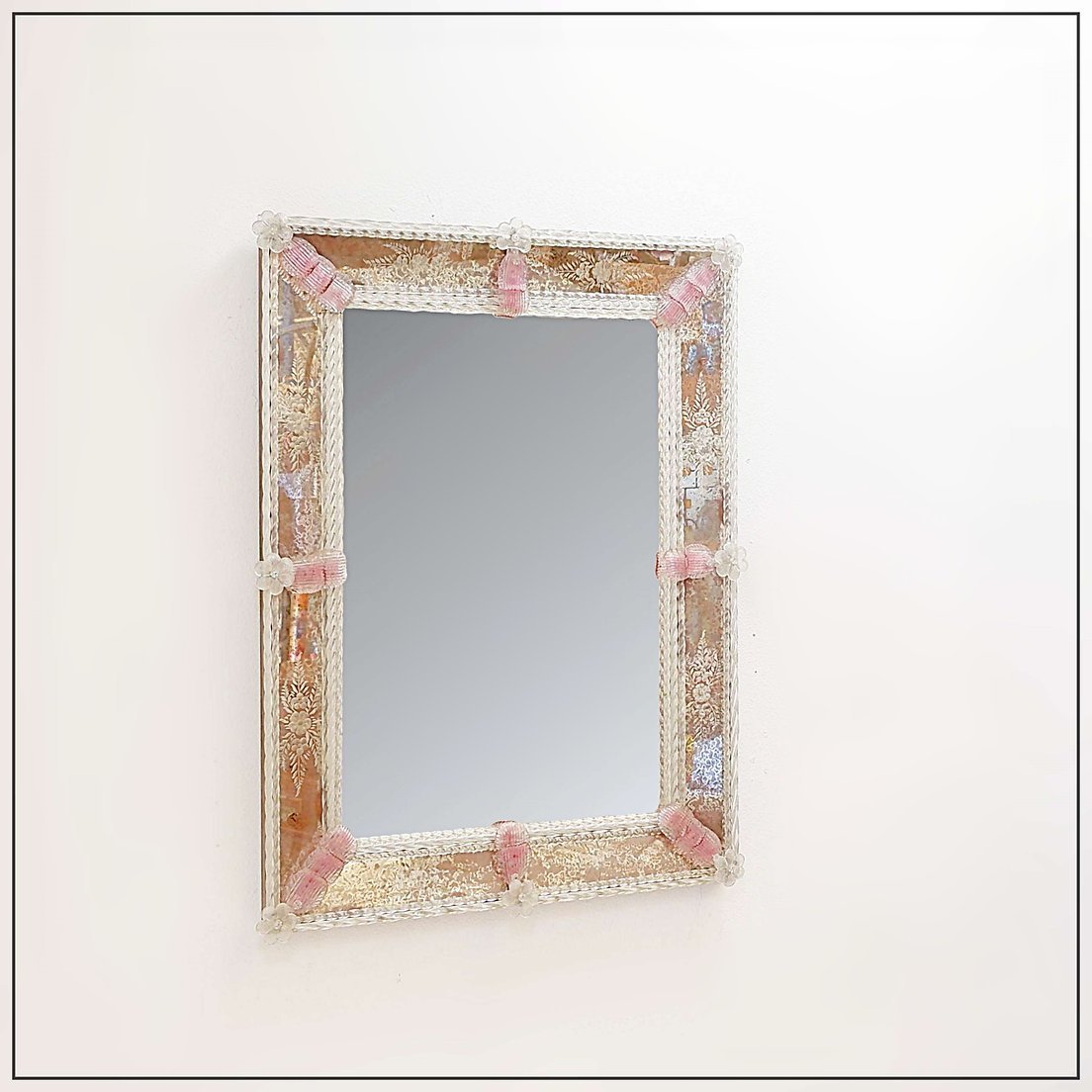 Rectangular Venetian Mirror From Murano - Early 20th Century