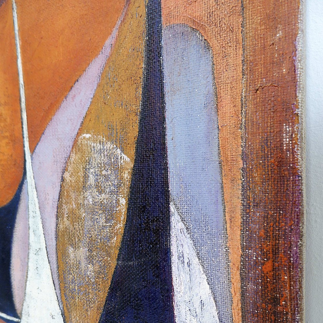 Abstract Oil Painting On Canvas By Gelper Mon (belgium, 1930)-photo-3