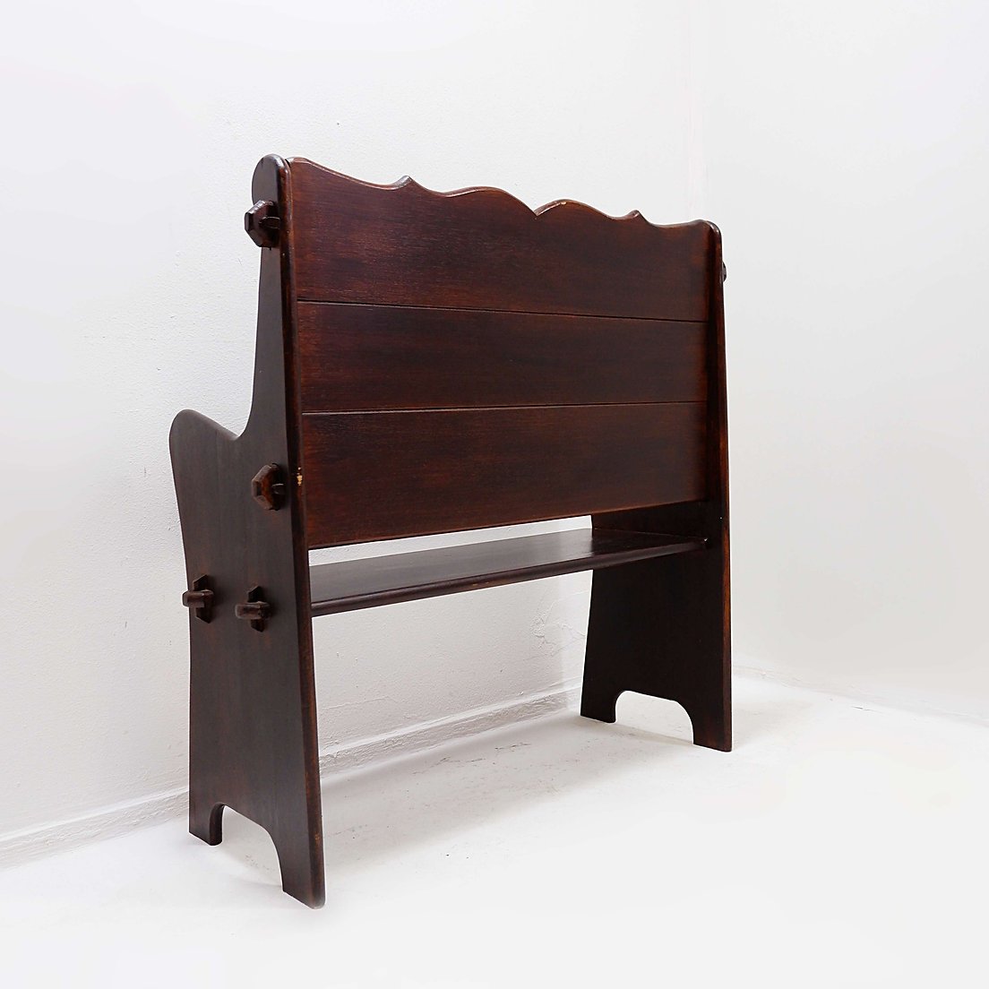 Vintage Solid Wood Church Pew From The 20th Century-photo-2