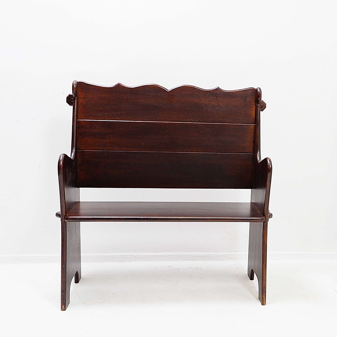 Vintage Solid Wood Church Pew From The 20th Century-photo-4