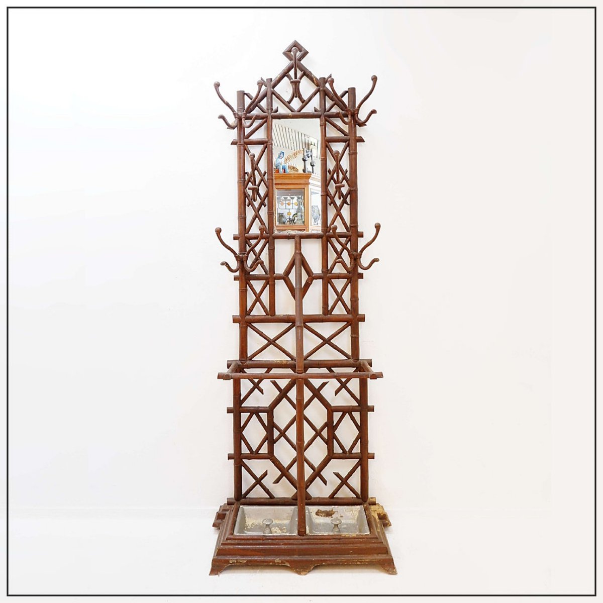 19th-century Regency-style Coat Rack Or "vivier d'Entrée"  Cast Iron And Faux Bamboo-photo-2