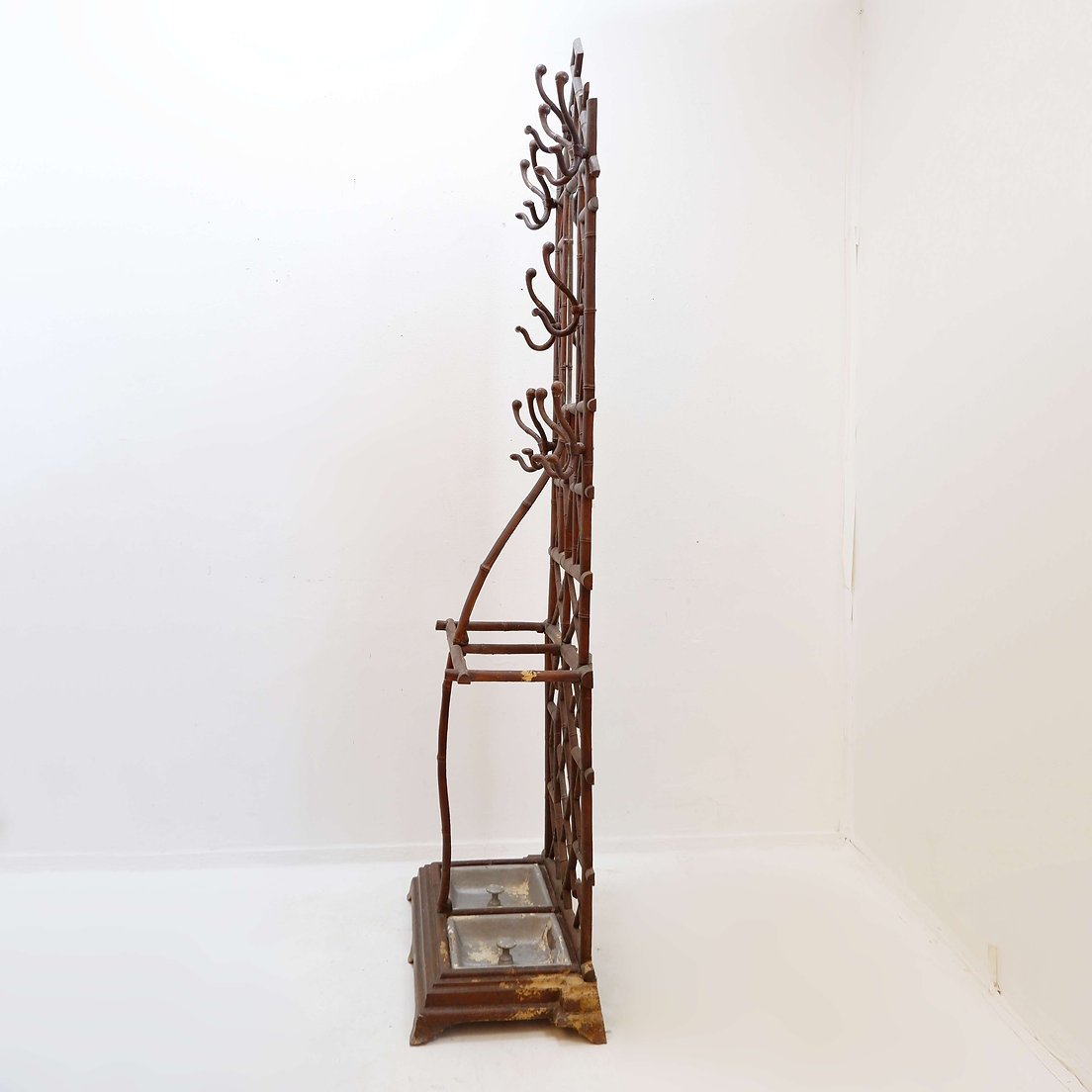 19th-century Regency-style Coat Rack Or "vivier d'Entrée"  Cast Iron And Faux Bamboo-photo-3