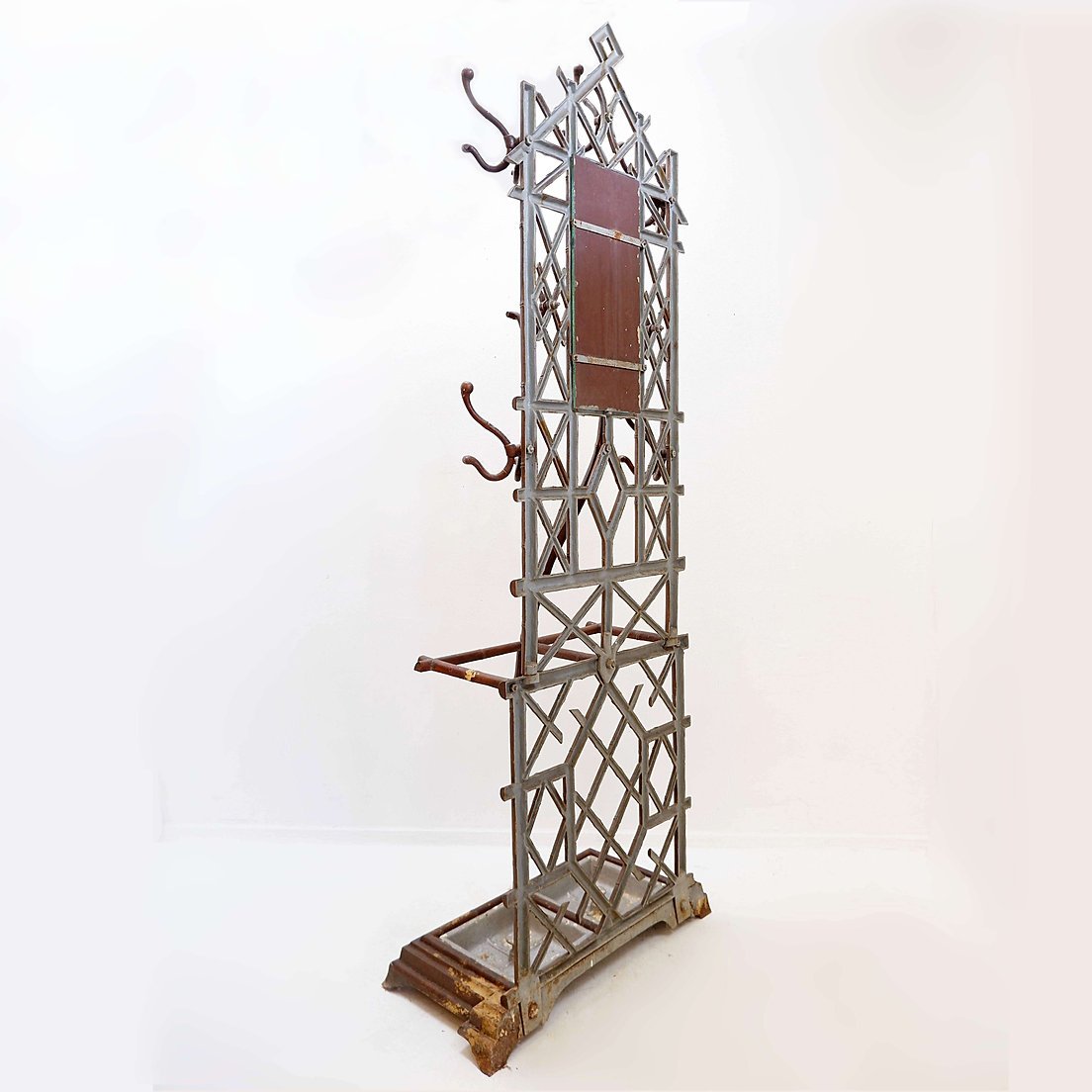 19th-century Regency-style Coat Rack Or "vivier d'Entrée"  Cast Iron And Faux Bamboo-photo-4