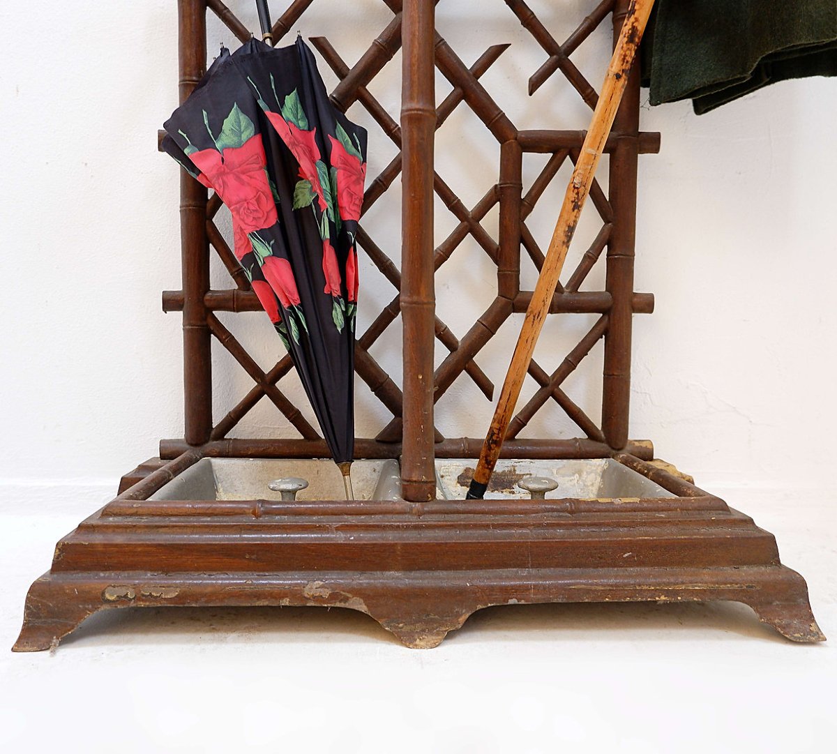19th-century Regency-style Coat Rack Or "vivier d'Entrée"  Cast Iron And Faux Bamboo-photo-8
