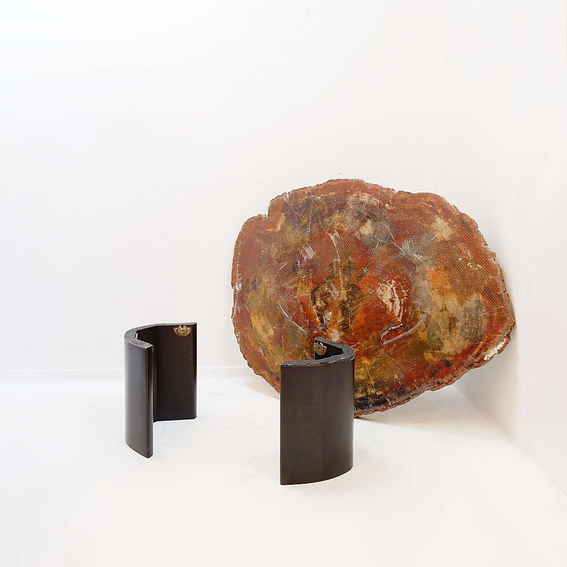 Table basse en bois pétrifié rouge d'Arizona : 114 x 88 cm-photo-4