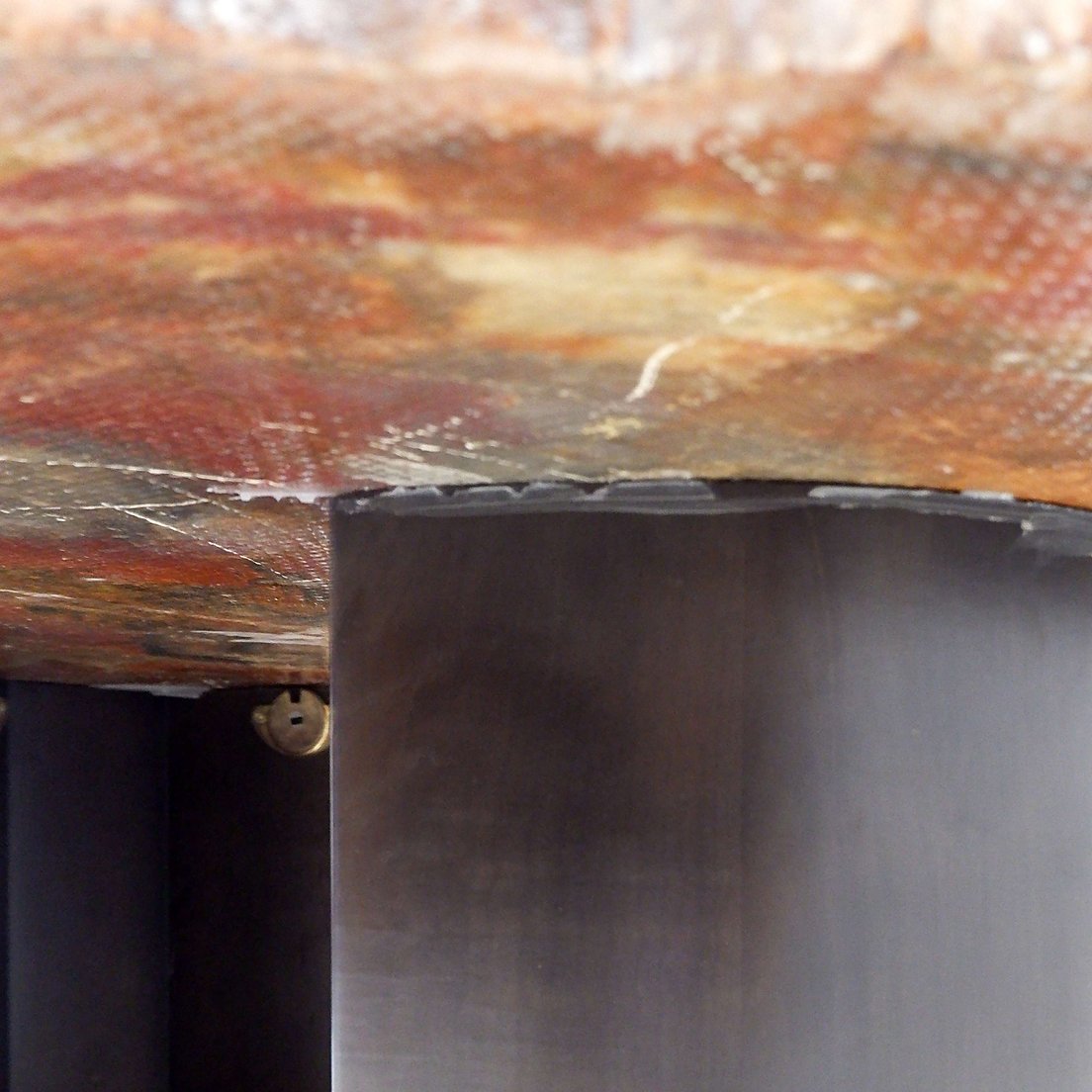Table basse en bois pétrifié rouge d'Arizona : 114 x 88 cm-photo-4