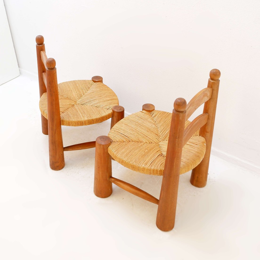 Paire de chaises basses brutalistes dans le style de Charles Dudouyt - années 1960-photo-4