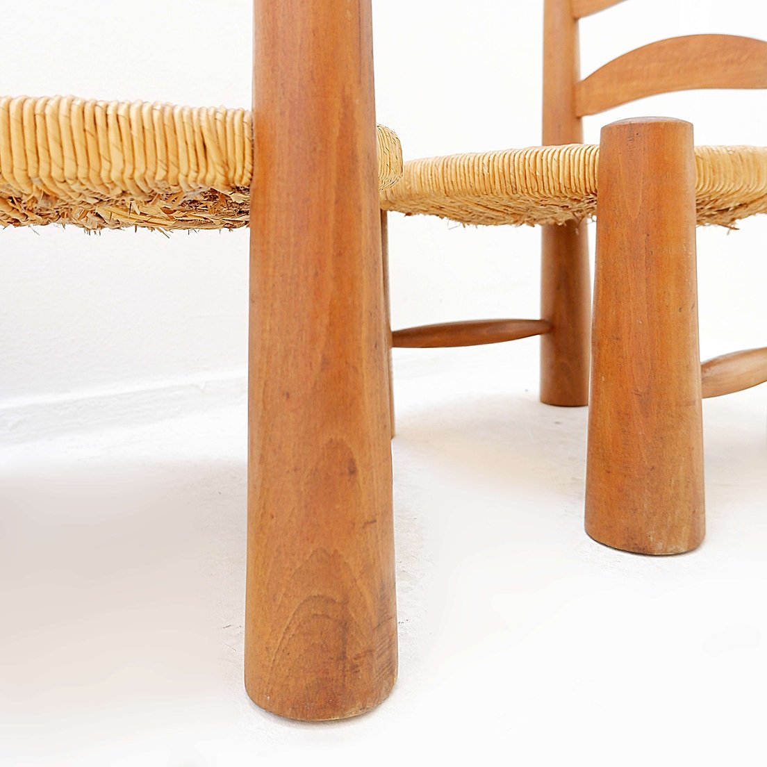 Paire de chaises basses brutalistes dans le style de Charles Dudouyt - années 1960-photo-4