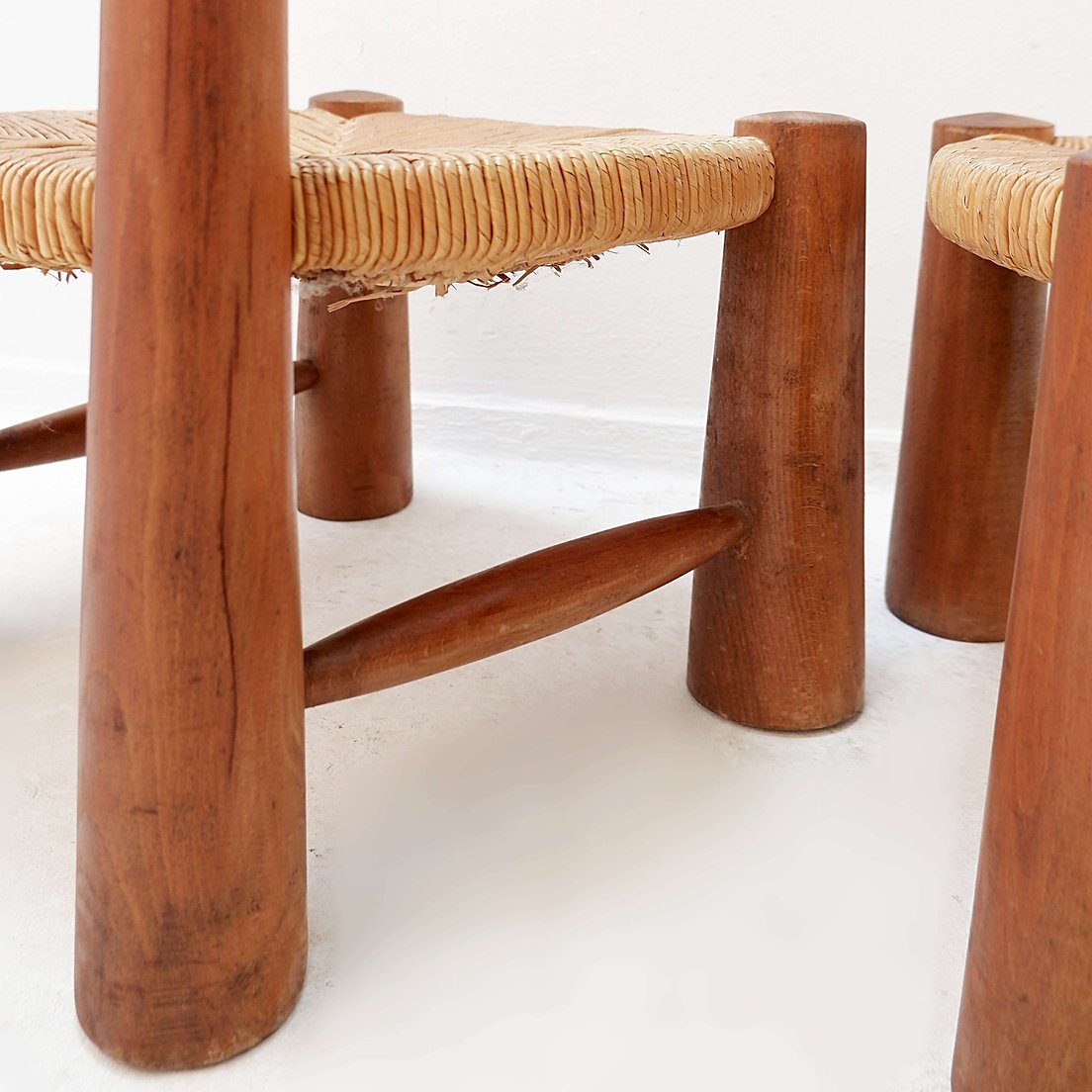 Paire de chaises basses brutalistes dans le style de Charles Dudouyt - années 1960-photo-5