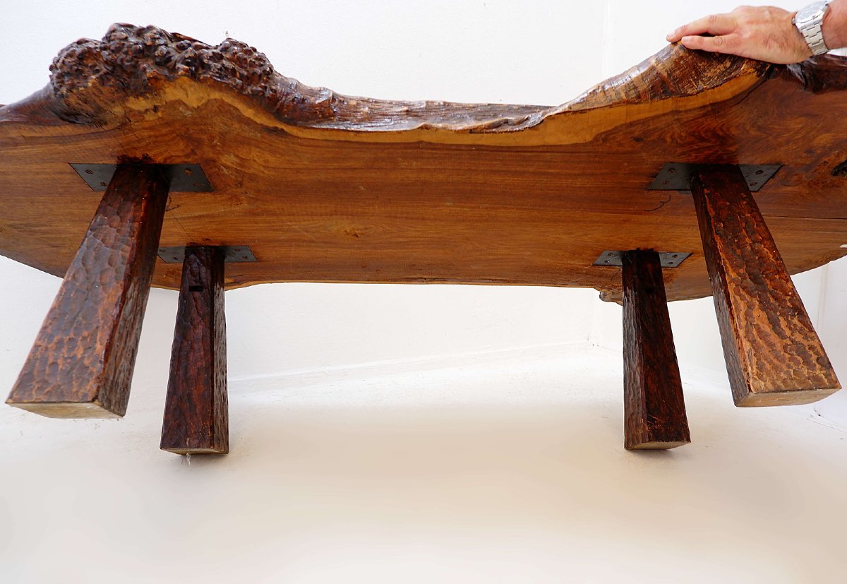 Grande table basse brutaliste « forme libre»  du milieu du siècle-photo-4