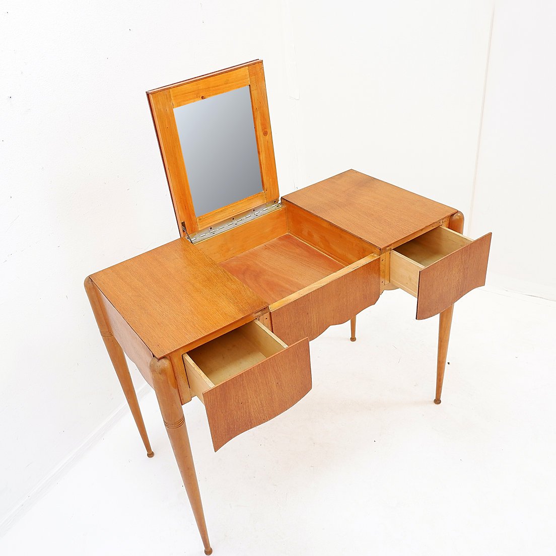 Coiffeuse avec miroir, abattant et tiroirs - XXe siècle-photo-3