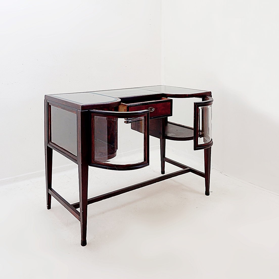 Console Table With Curved Glass Doors – Art Deco Style-photo-2
