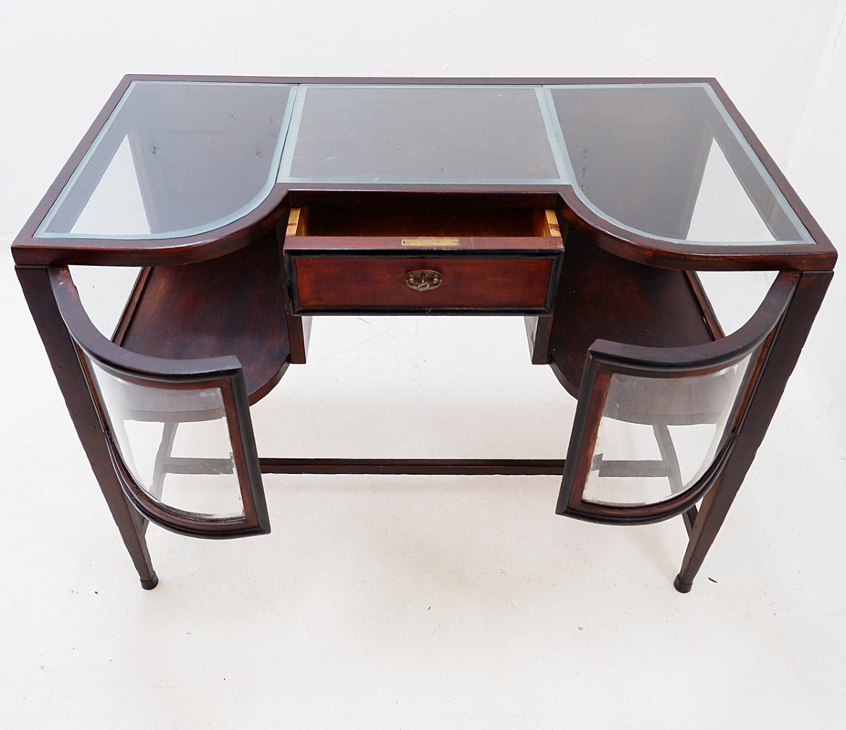 Console Table With Curved Glass Doors – Art Deco Style-photo-4