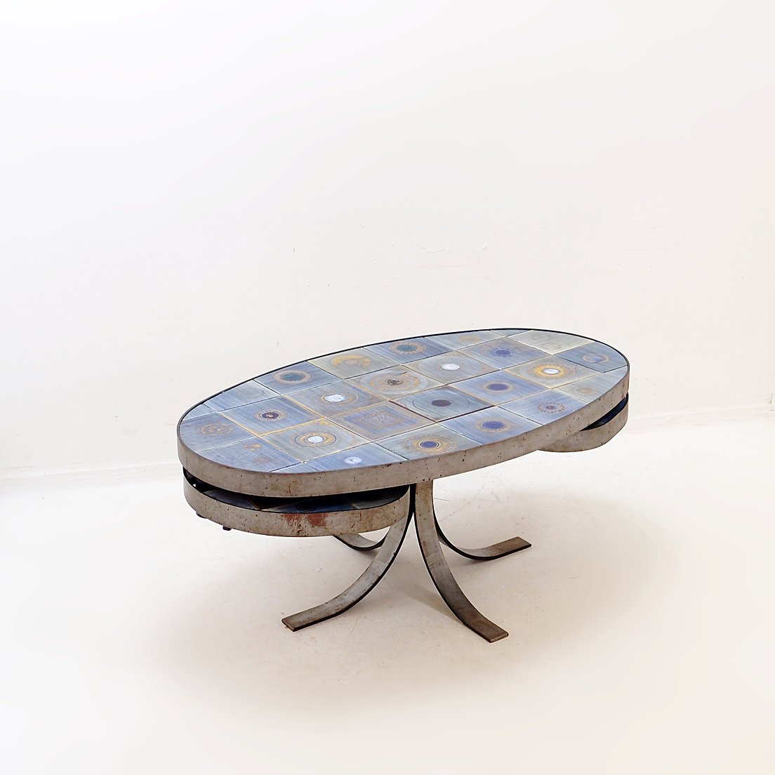 Table basse ovale de Georges Pelletier pour La Roue Vallauris - France, 1970-photo-4
