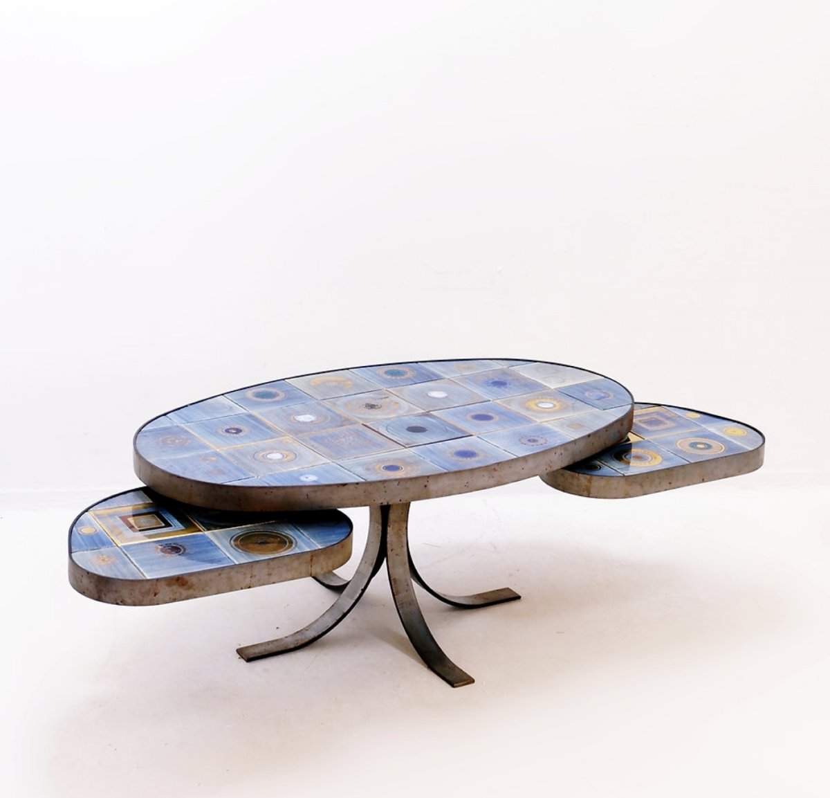 Table basse ovale de Georges Pelletier pour La Roue Vallauris - France, 1970