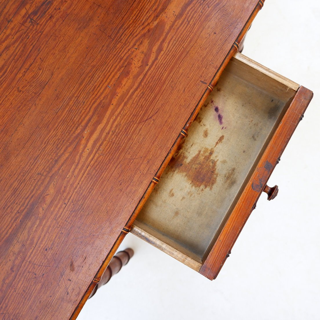 Bureau français en pin façon bambou – Début du XXe siècle-photo-7