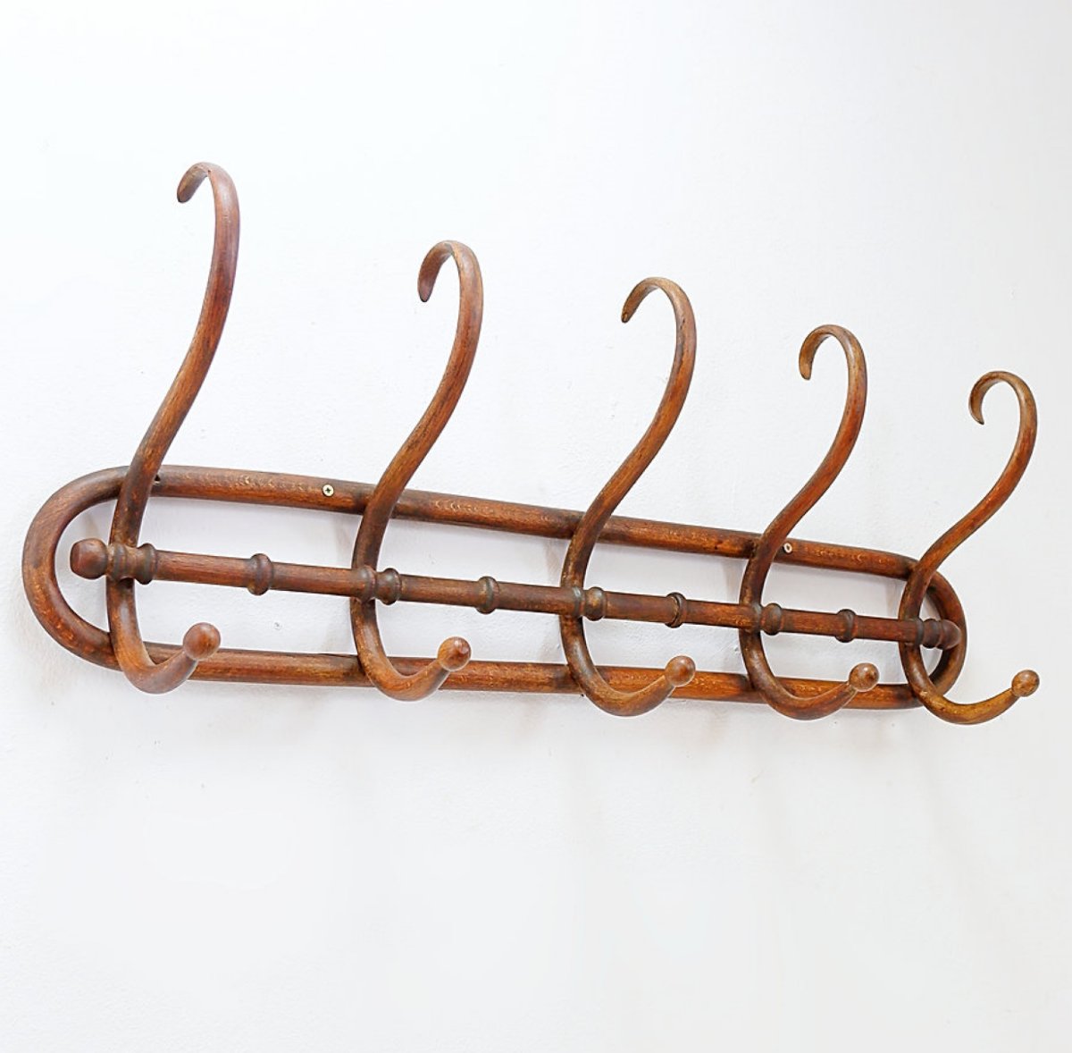Portemanteau mural en bois courbé style Thonet – Début du XXe siècle-photo-4