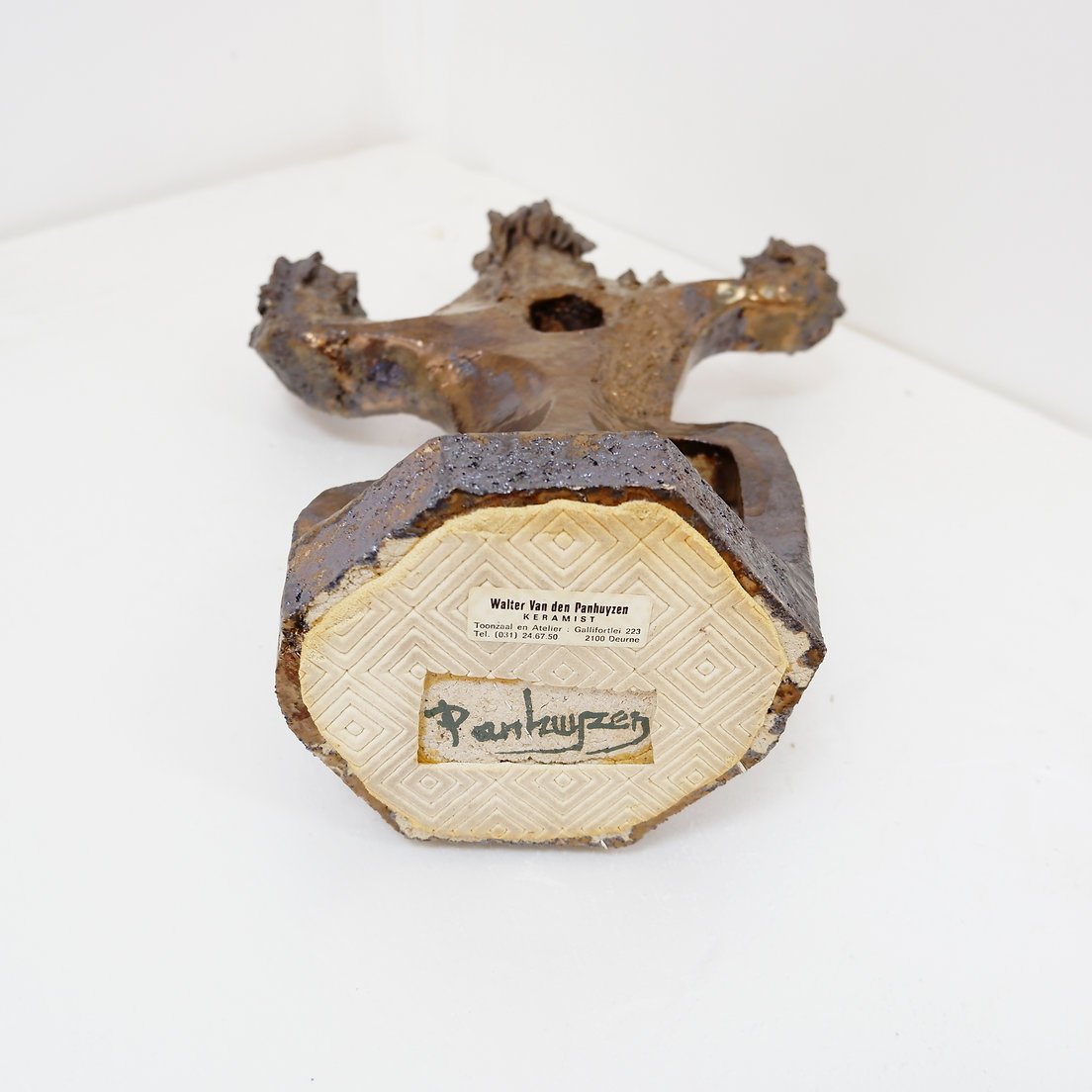 Bougeoir sculptural en céramique de Walter Van Den Panhuyzen -  environs 1970-photo-8