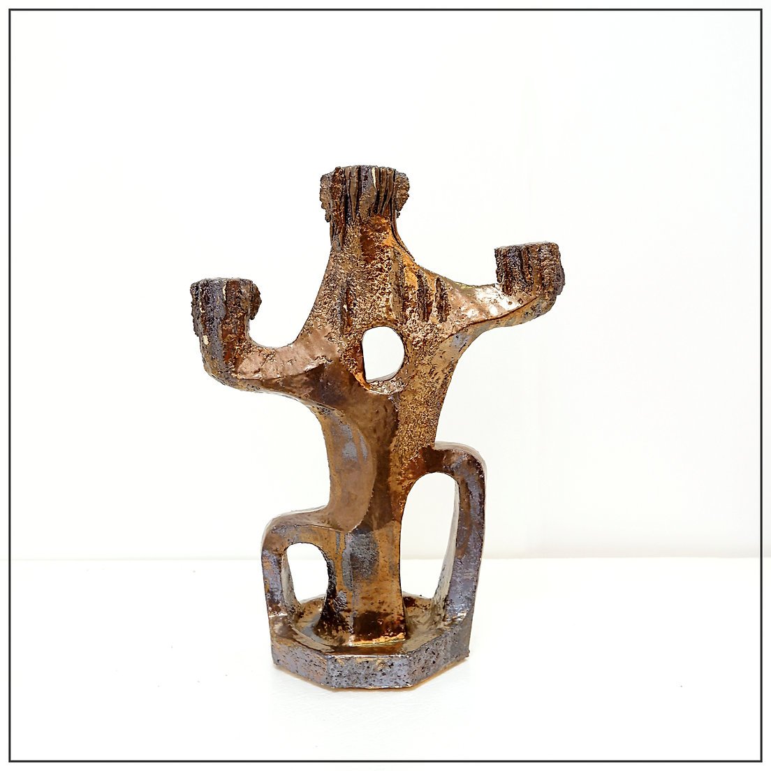 Bougeoir sculptural en céramique de Walter Van Den Panhuyzen -  environs 1970