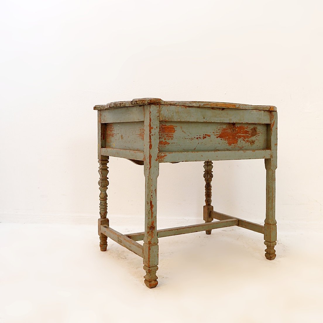 Side Table Made Of Weathered Wood With Two Drawers – 20th Century-photo-1