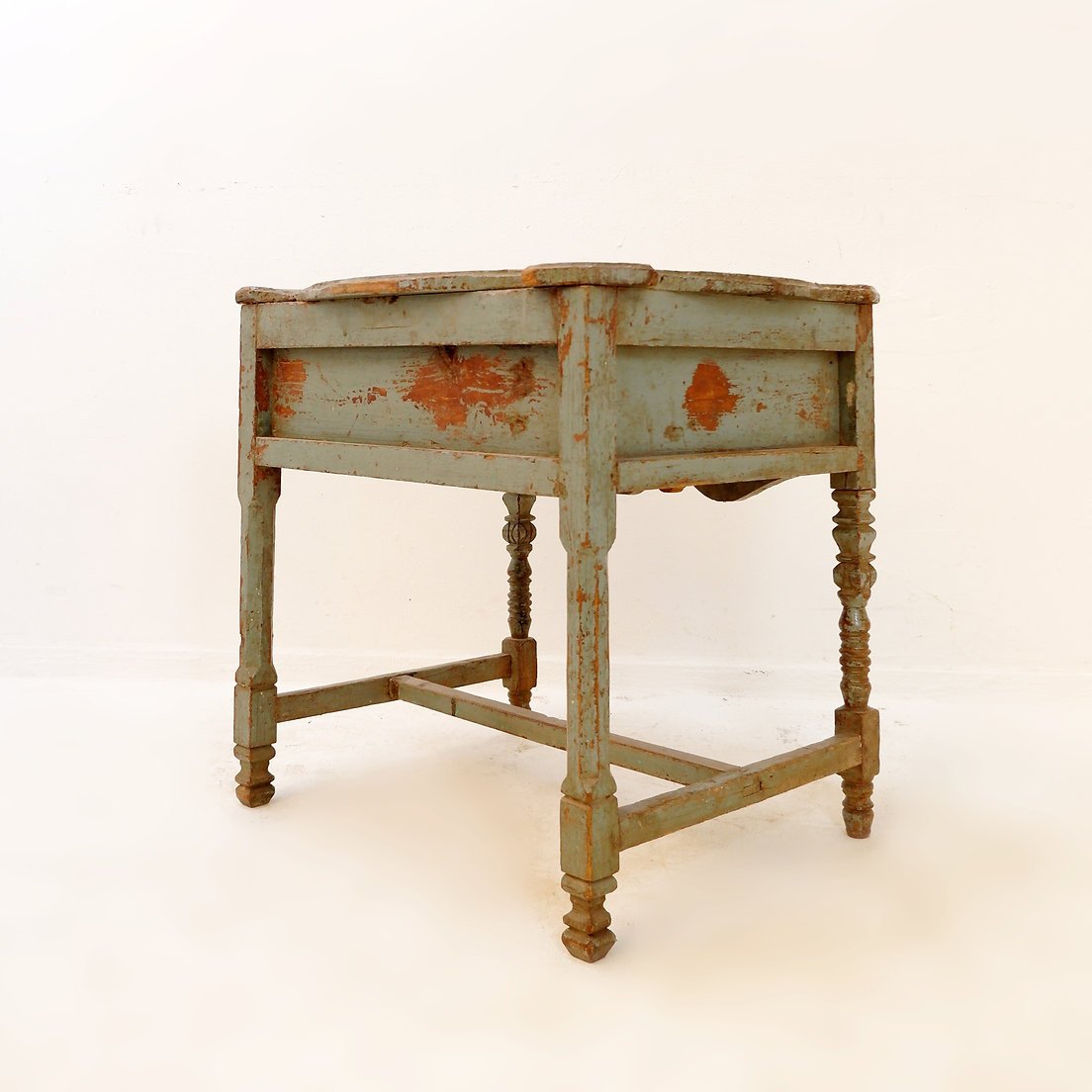 Side Table Made Of Weathered Wood With Two Drawers – 20th Century-photo-3