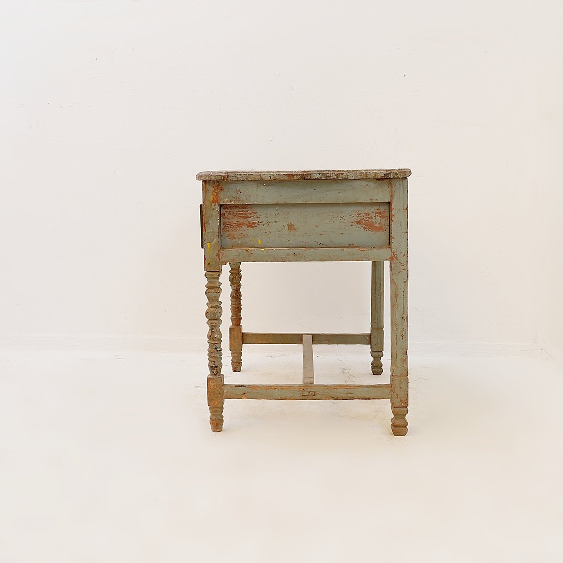 Side Table Made Of Weathered Wood With Two Drawers – 20th Century-photo-6