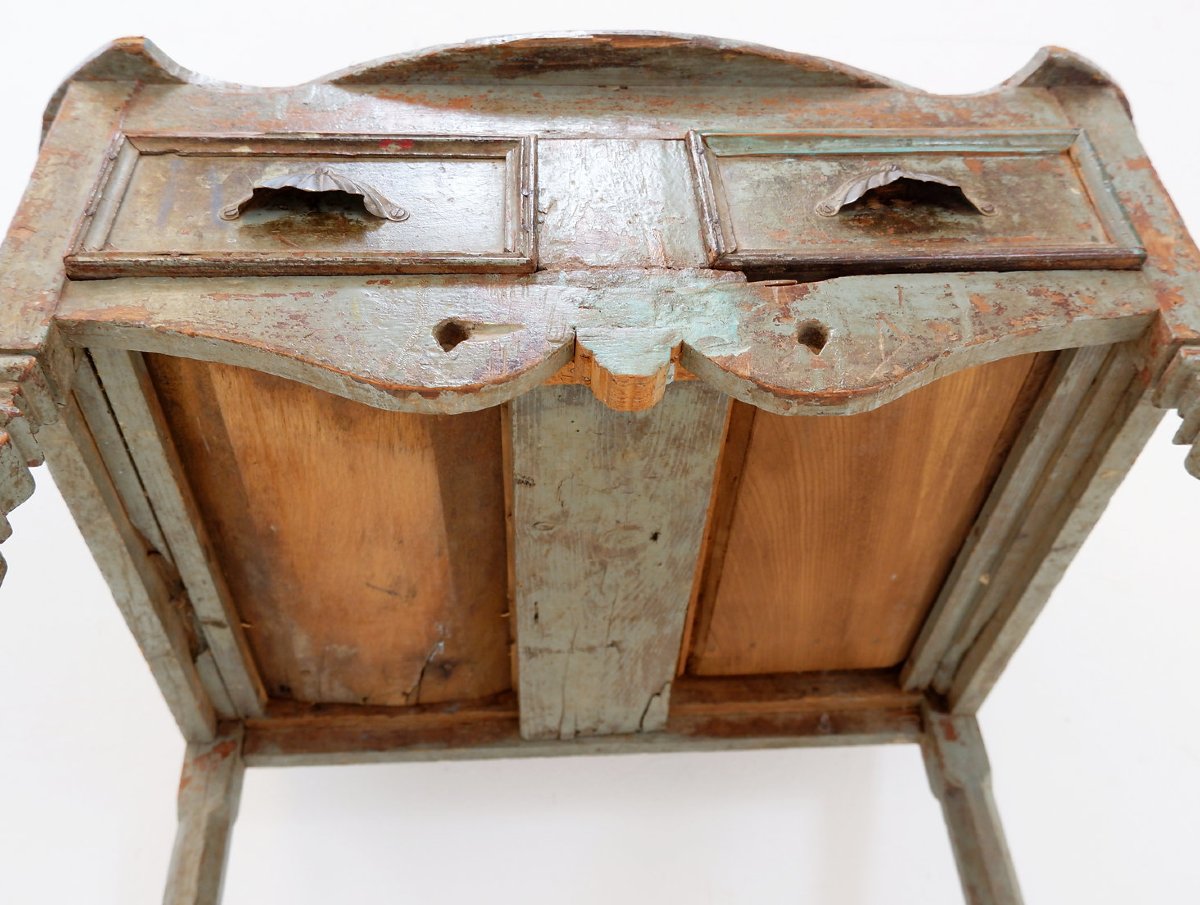 Side Table Made Of Weathered Wood With Two Drawers – 20th Century-photo-7