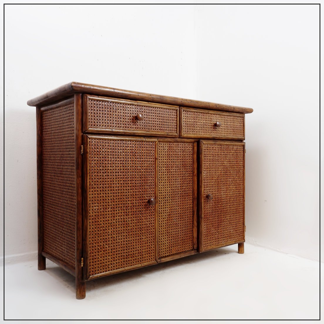 Enfilade en bambou et cannage (années 1960)-photo-4