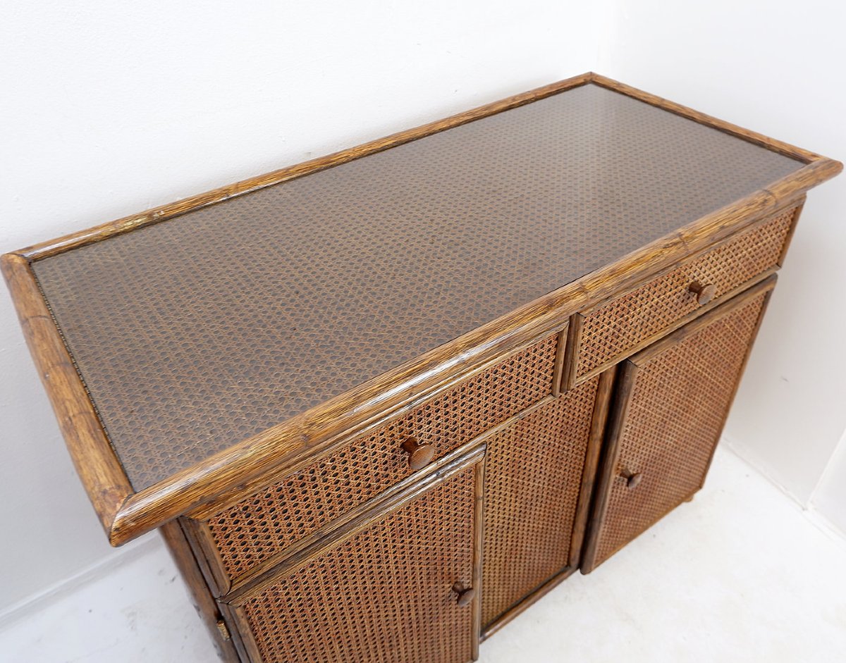 Enfilade en bambou et cannage (années 1960)-photo-3