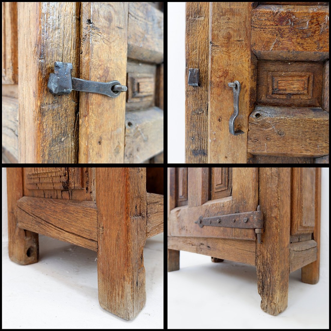 Meuble en bois avec porte à panneau sculpté et quincaillerie en fer – Espagne, début XIXe -photo-7