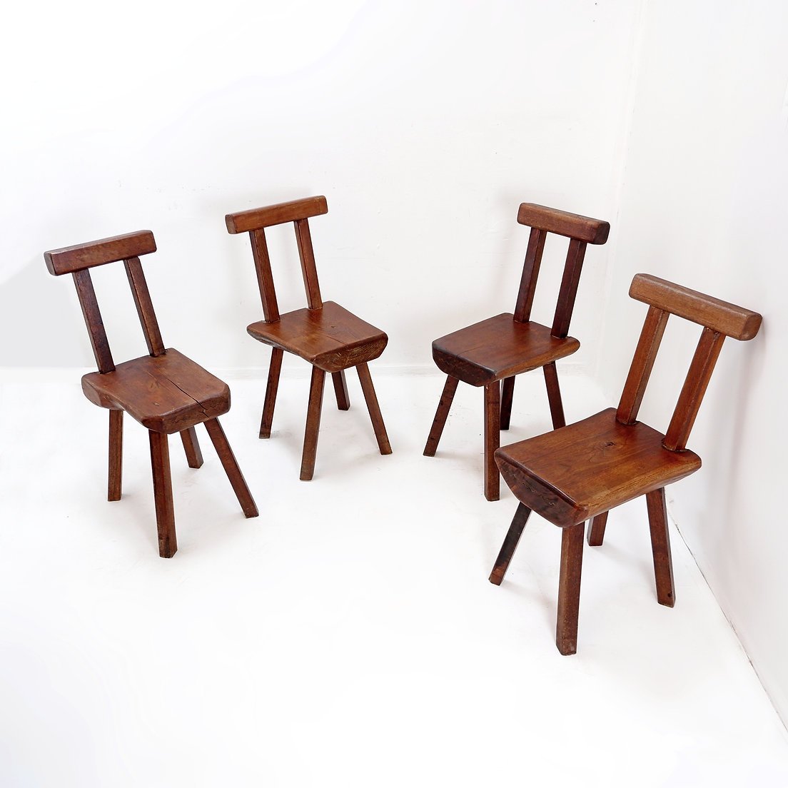Ensemble de 4 chaises brutalistes Mobichalet (Belgique, années 1950-1960)-photo-4