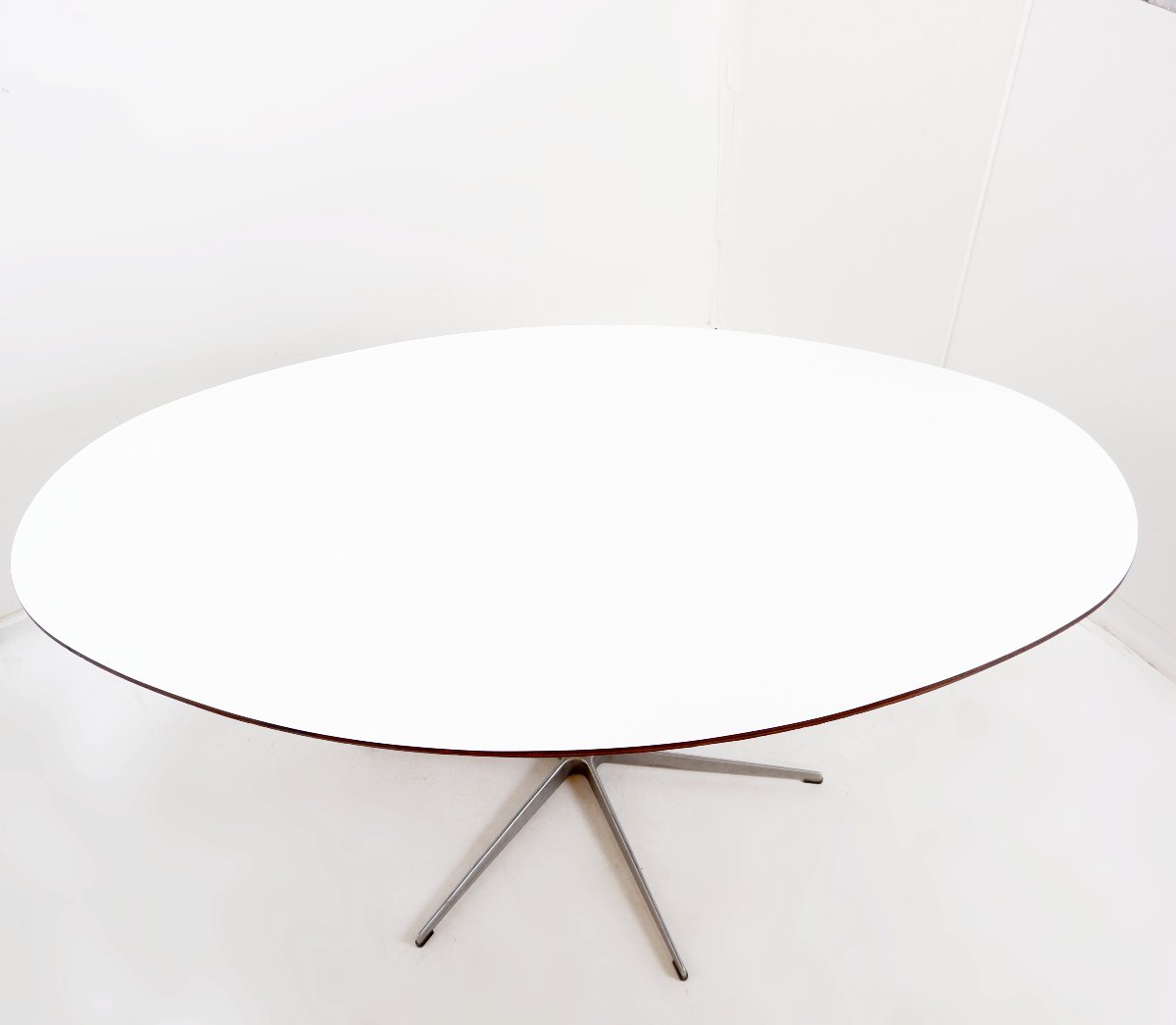 Table de salle à manger à piètement 6 étoiles conçue par Arne Jacobsen pour Fritz Hansen 1970s-photo-3