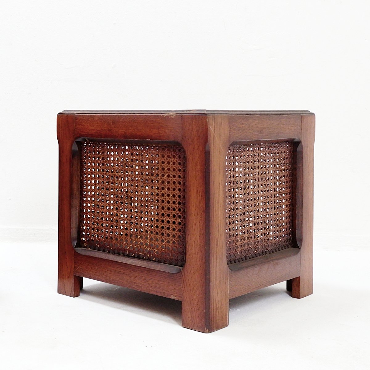 Pair Of Vintage Planters Made Of Wood And Woven Rattan Panels—1970s-photo-3