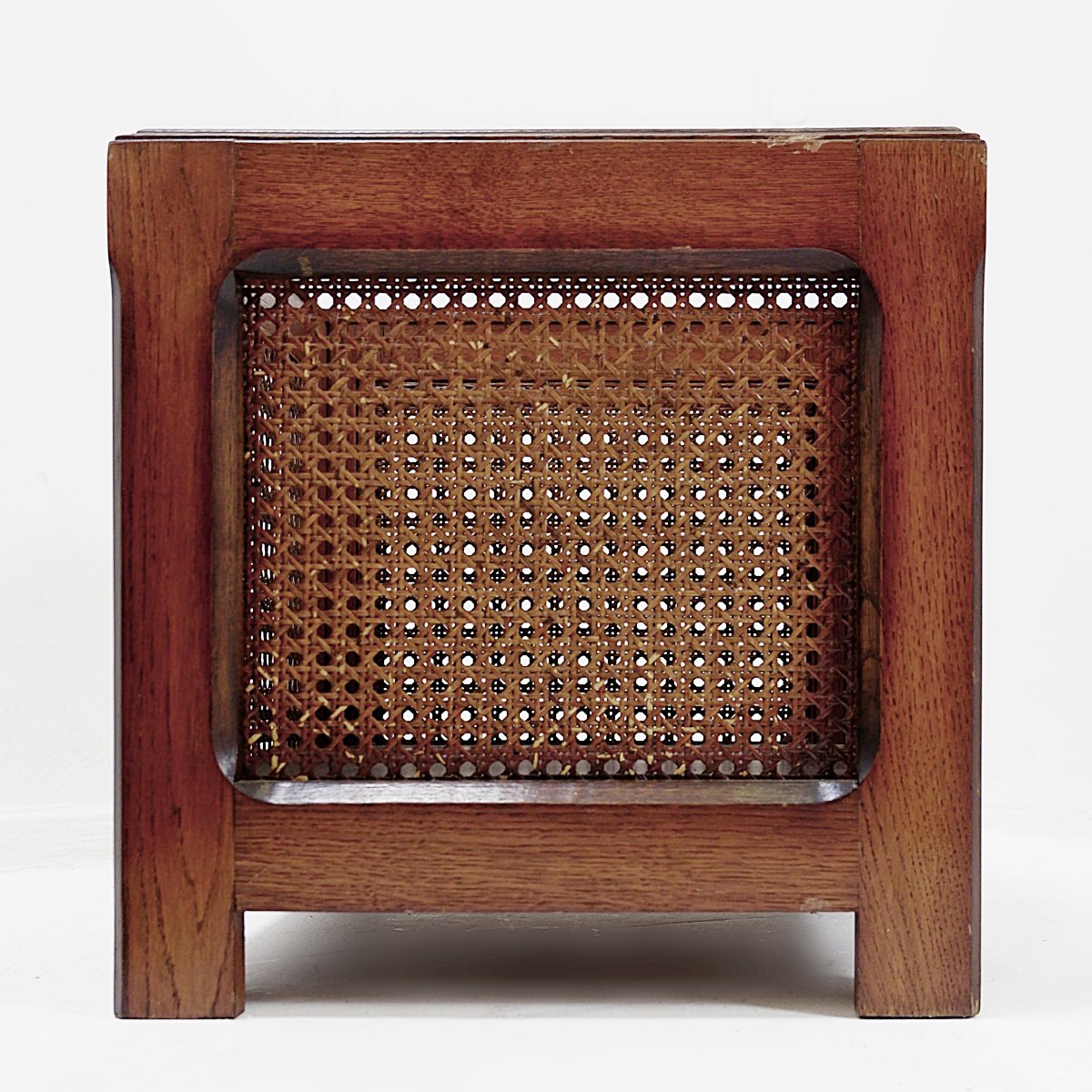 Pair Of Vintage Planters Made Of Wood And Woven Rattan Panels—1970s-photo-3
