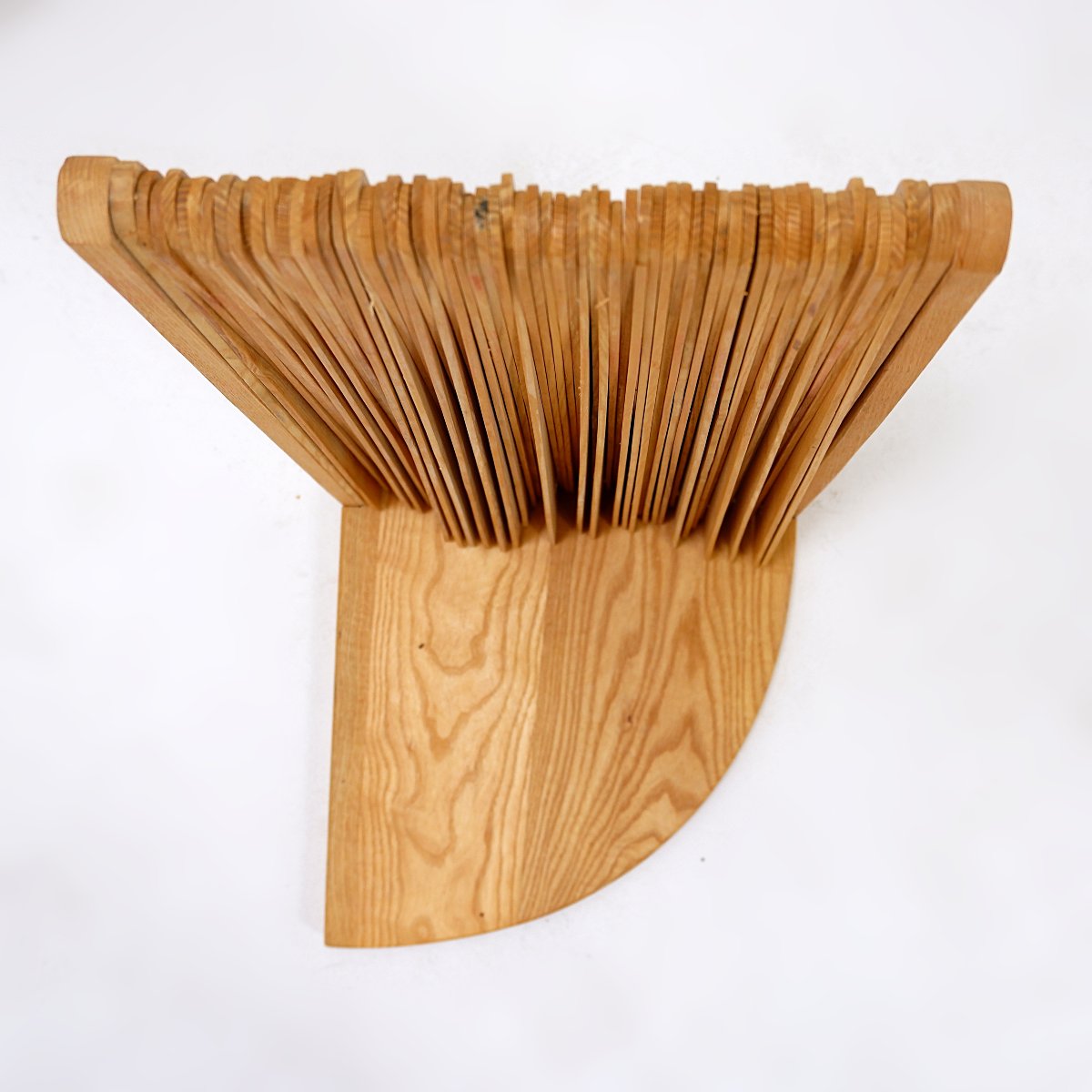 Modern-style Fan-shaped Pine Room Divider, France, 1970s - ø 113 Cm-photo-7