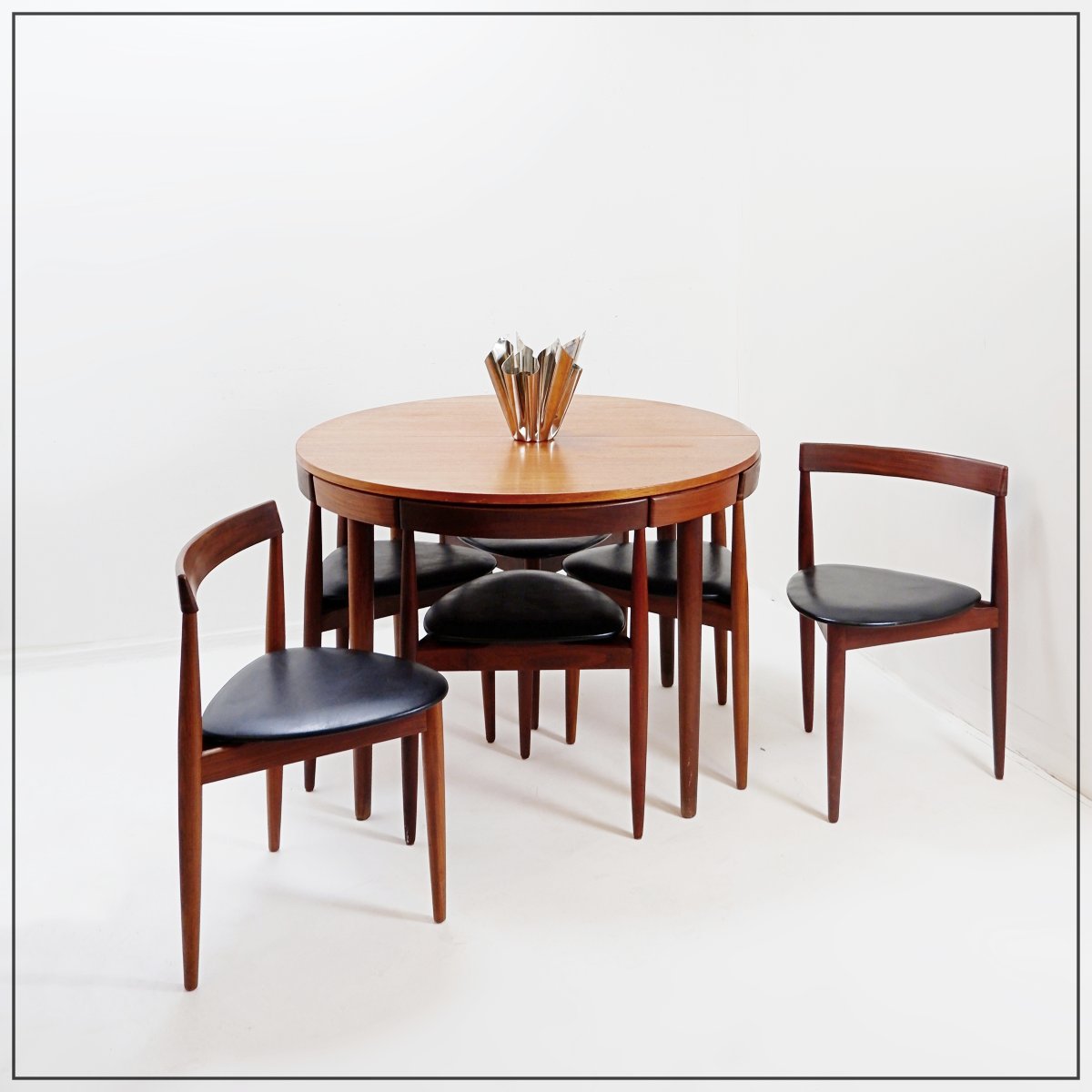 Extendable Teak Dining Table And 6 Chairs By Hans Olsen For Frem Røjle, 1950s-photo-3