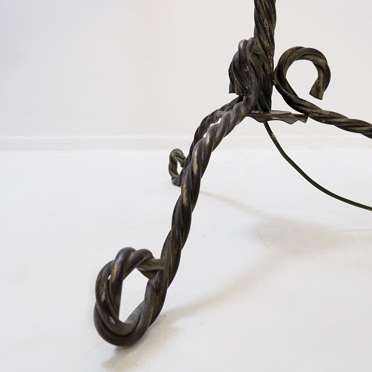 Vintage Twisted Wrought-iron Floor Lamp In A Rustic Brutalist Style—1950s-photo-4