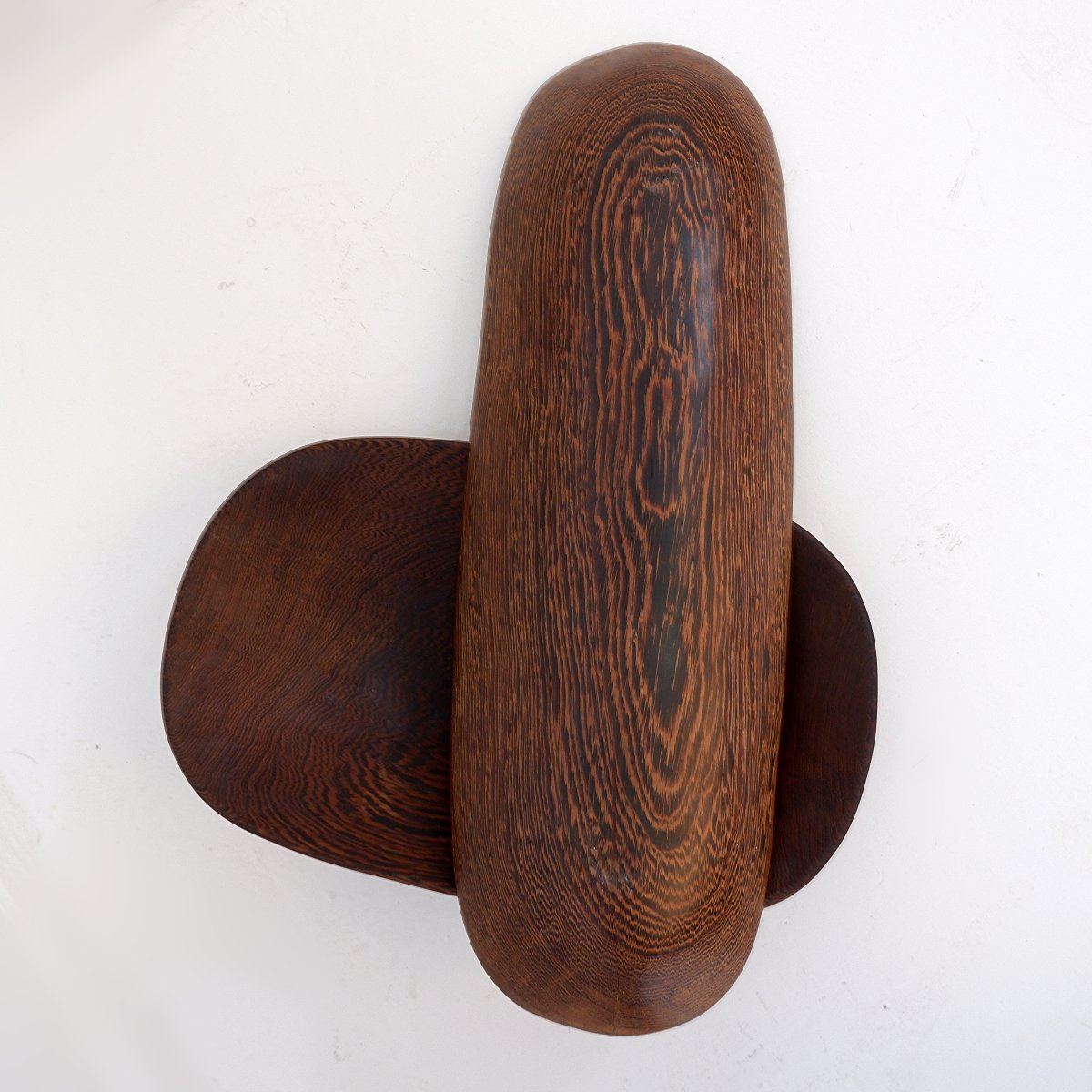  Ensemble de deux plateaux ou plats en bois sculptés à la main, style ethnique - XXe siècle-photo-4