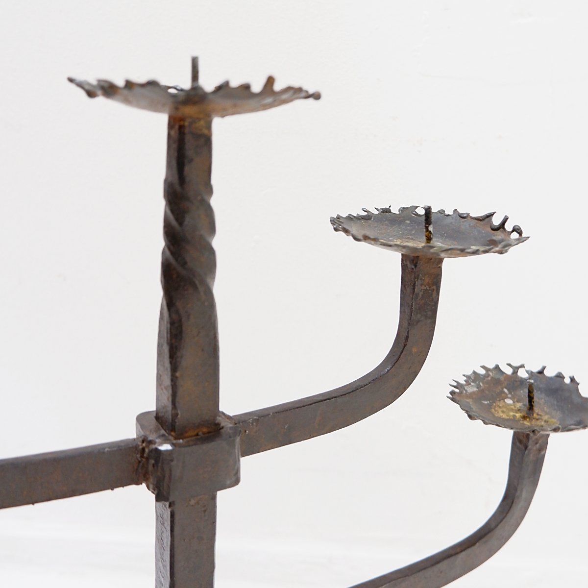 Rustic Five-armed Wrought-iron Candelabra – 1950s-photo-3